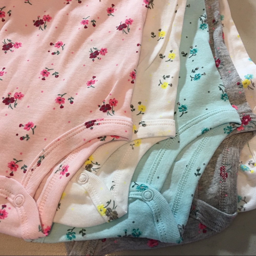  Carters 5 Bodysuits Carters Floral Flowers Pack - Picture 6 of 7